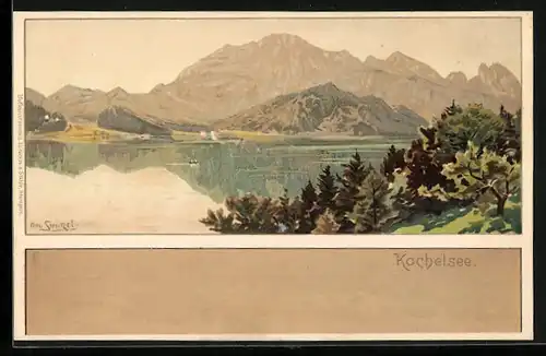Künstler-AK Otto Strützel: Kochel am See, Panorama