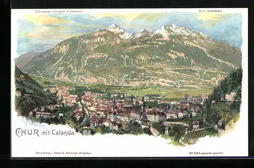 Künstler-AK C. Steinmann Nr. 2143: Chur mit Calanda, Generalansicht der Stadt