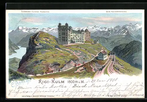 Künstler-AK C. Steinmann Nr. 2070: Rigi-Kulm, Blick zum Hotel