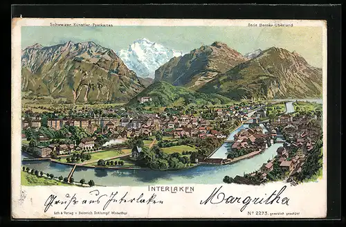 Künstler-AK C. Steinmann Nr. 2273: Interlaken, Totalansicht, Berner Oberland