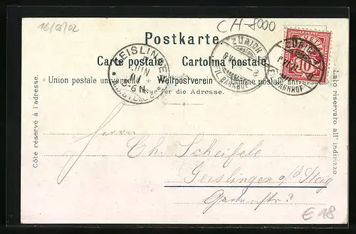Künstler-AK C. Steinmann Nr. 2104: Zürich, Blick von der Waid