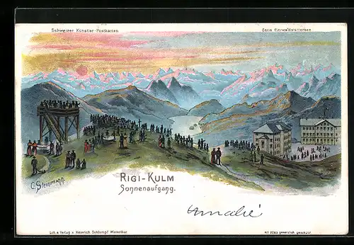 Künstler-AK C. Steinmann Nr. 2083: Rigi-Kulm, Panorama bei Sonnenaufgang