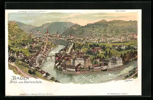 Künstler-AK C. Steinmann, Nr. 2224: Baden, Blick vom Hertenstein