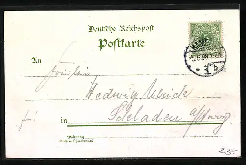 Lithographie Hameln, Restaurant Unter den Linden, Hochzeitshaus, Rattenfänger