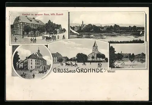 AK Grohnde /Weser, Gasthof im weissen Ross, Totalansicht