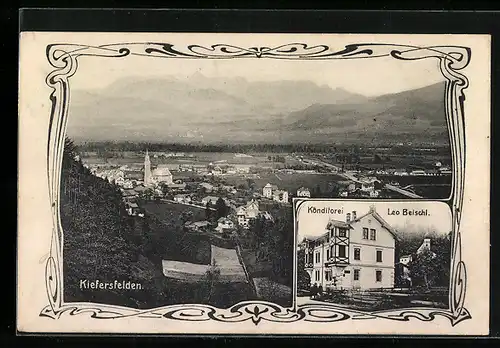 AK Kiefersfelden, Konditorei Leo Beischl, Totalansicht