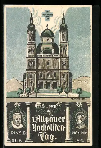Künstler-AK Kempten, 1. Allgäuer Katholikentag 1913