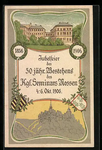 Künstler-AK Nossen, Jubelfeier des 50jähr. Bestehens des Kgl. Seminars 1906