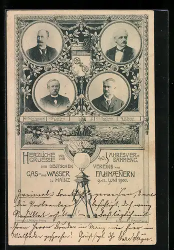 AK Mainz, 40. Jahresversammlung des Deutschen Vereins von Gas- u. Wasser-Fachmännern 1900