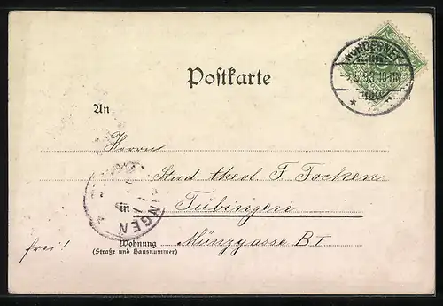 Lithographie Norderney, Seehospiz, Victoriahalle, Giftbude, Leuchtturm