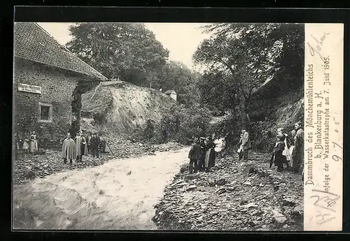 AK Blankenburg a. H., Dammbruch des Mönchemühlenteichs am 7. Juni 1905
