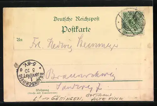 Lithographie Göttingen, Gasthaus Alte Fink