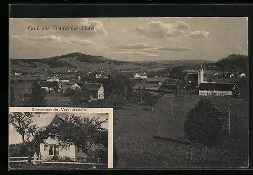 AK Kleinweiler-Hofen, Ortsansicht, Konsumverein-Verkaufsstelle