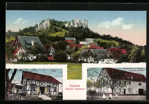 AK Spiess / Fränk. Schweiz, Gasthaus von Georg Hopfengärtner, Ortsansicht