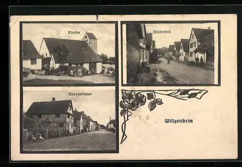 AK Willgottheim, Kirche, Hintereck, Hauptstrasse