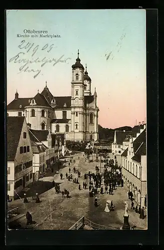 AK Ottobeuren, Kirche mit Marktplatz