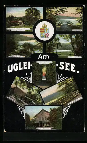 AK Eutin, Gasthaus zum Uglei am See, Inh. August Holzbach, Hotel und Pension Uglei, 600jährige Eiche
