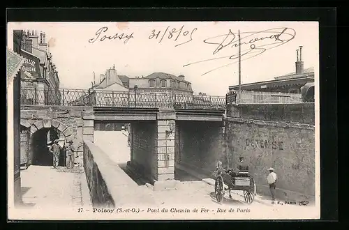 AK Poissy, Pont du Chemin de Fer, Rue de Paris
