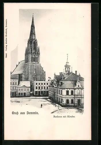 AK Demmin, Rathaus mit Kirche