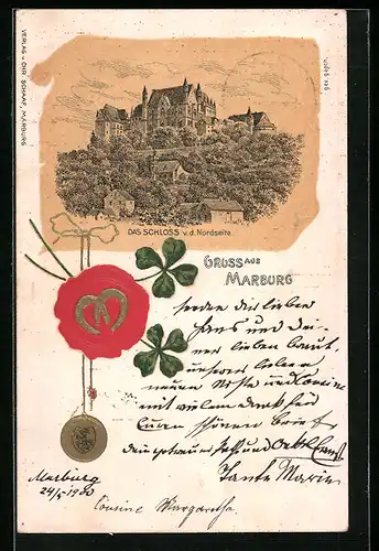 Künstler-AK Marburg, Schloss von der Nordseite