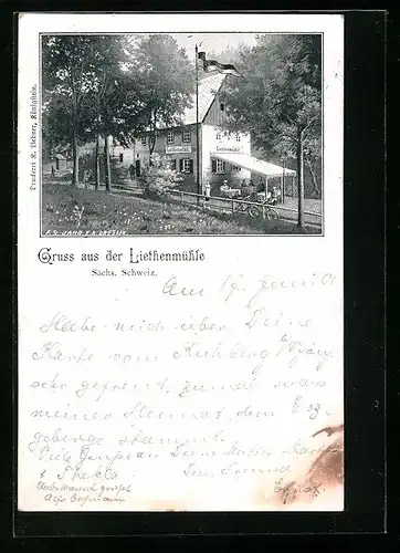 AK Kleinhennersdorf i. sächs. Schweiz, Gasthaus Liethenmühle