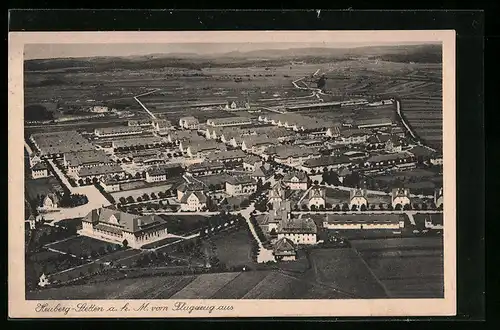 AK Heuberg-Stetten a. k. M., Ortsansicht vom Flugzeug aus