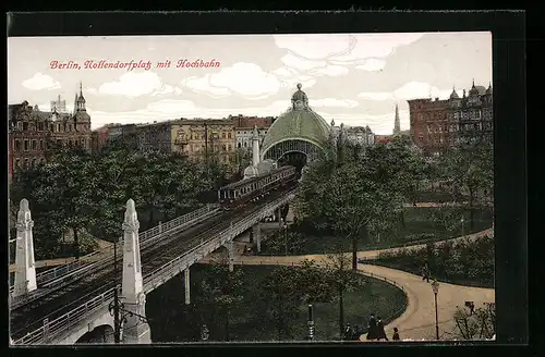 AK Berlin-Schöneberg, Nollendorfplatz mit Hochbahn