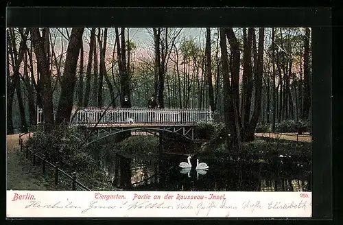 AK Berlin-Tiergarten, Partie an der Rousseau-Insel