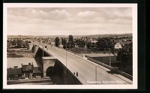 AK Regensburg, Blick auf die Brücke