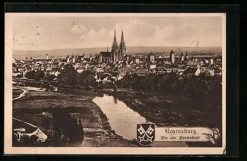 AK Regensburg, Ortsansicht mit Kirche