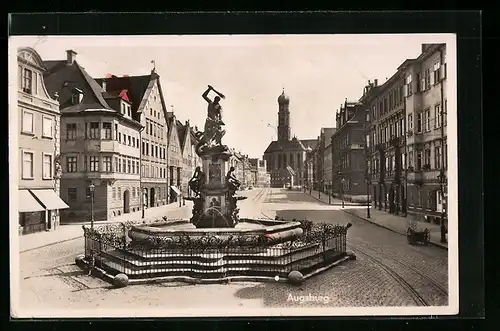 AK Augsburg, Herkulesbrunnen mit St. Ulrich