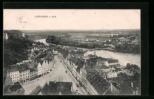 AK Landsberg am Lech, Ortsansicht aus der Vogelschau