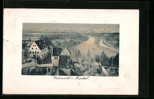 AK Grünwald i. Isartal, Ortspartie mit Bürgerhäusern