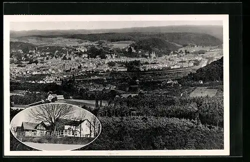 AK Marburg /L., Waldgaststätte Hansenhaus rechts, Ortsansicht