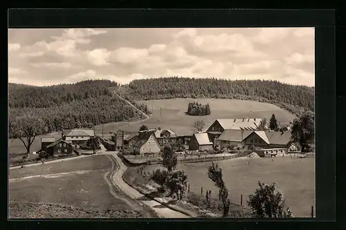 AK Steinheid /Thür. Wald, Ortspartie mit Rennsteig