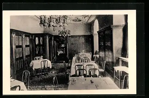 AK Wuppertal-Elberfeld, Restaurant Ratskeller, Blick ins Weinzimmer