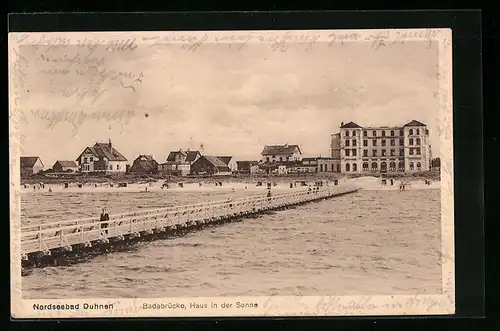 AK Duhnen a. d. Nordsee, Badebrücke zum Hotel Haus in der Sonne