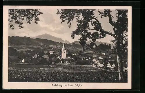 AK Sulzberg i. bayr. Allgäu, Ortsansicht mit Kirchturm
