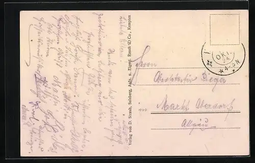 AK Sulzberg i. bayr. Allgäu, Ortsansicht mit Kirchturm