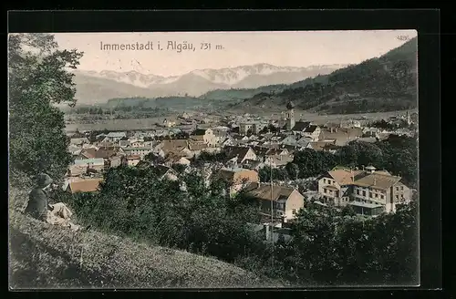 AK Immenstadt i. Algäu, Ortsansicht mit Kirche