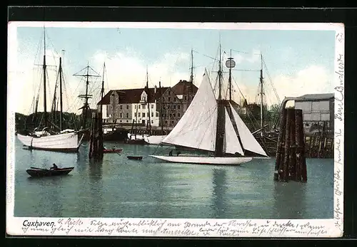 AK Cuxhaven, Segelboote im Hafen