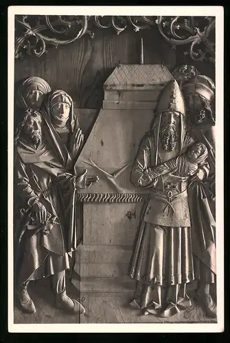 5 Fotografien Georg Schaffert, Creglingen, Ansicht Creglingen / Tauber, Detail's des Marien-Altars in der Hergottskirche