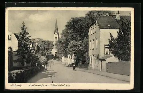 AK Schleswig, Lutherstrasse mit Michaeliskirche
