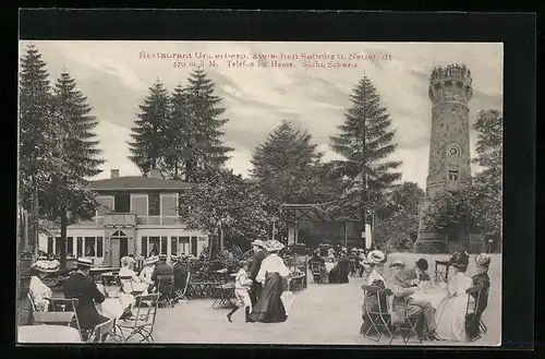 AK Sebnitz /Sächs. Schweiz, Restaurant Ungerberg mit Aussichtsturm