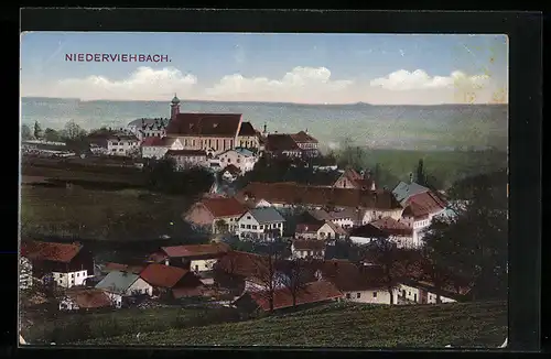 AK Niederviehbach, Teilansicht mit Kirche