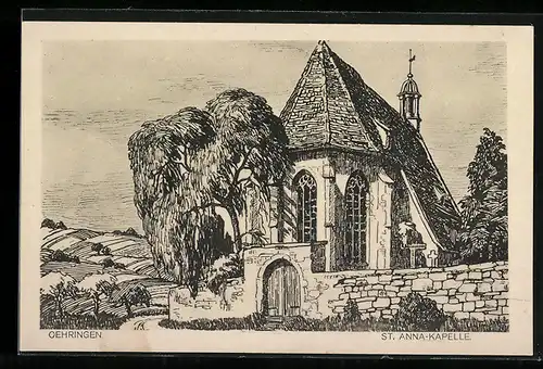 Künstler-AK Öhringen, Ansicht der St. Anna-Kapelle