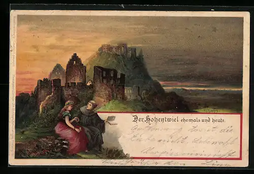 Künstler-AK Hohentwiel, Blick auf Ruine