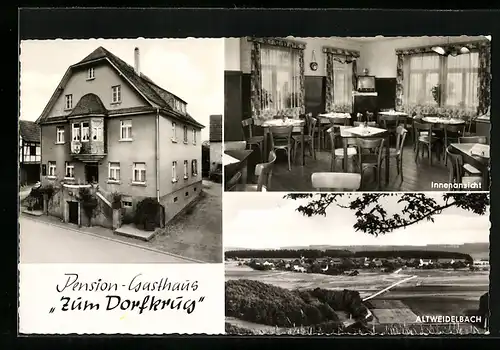 AK Altweidelbach /Hsr., Pension-Gasthaus Zum Dorfkrug, Inh. Herm. Stüber, Innenansicht