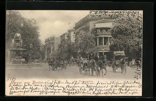 AK Berlin, Pferdekutschen in der Bellevuestrasse