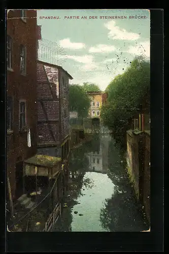 AK Berlin-Spandau, Partie an der Steinernen Brücke